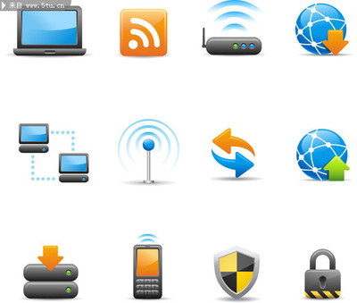 網絡科技圖標 電腦圖標矢量圖